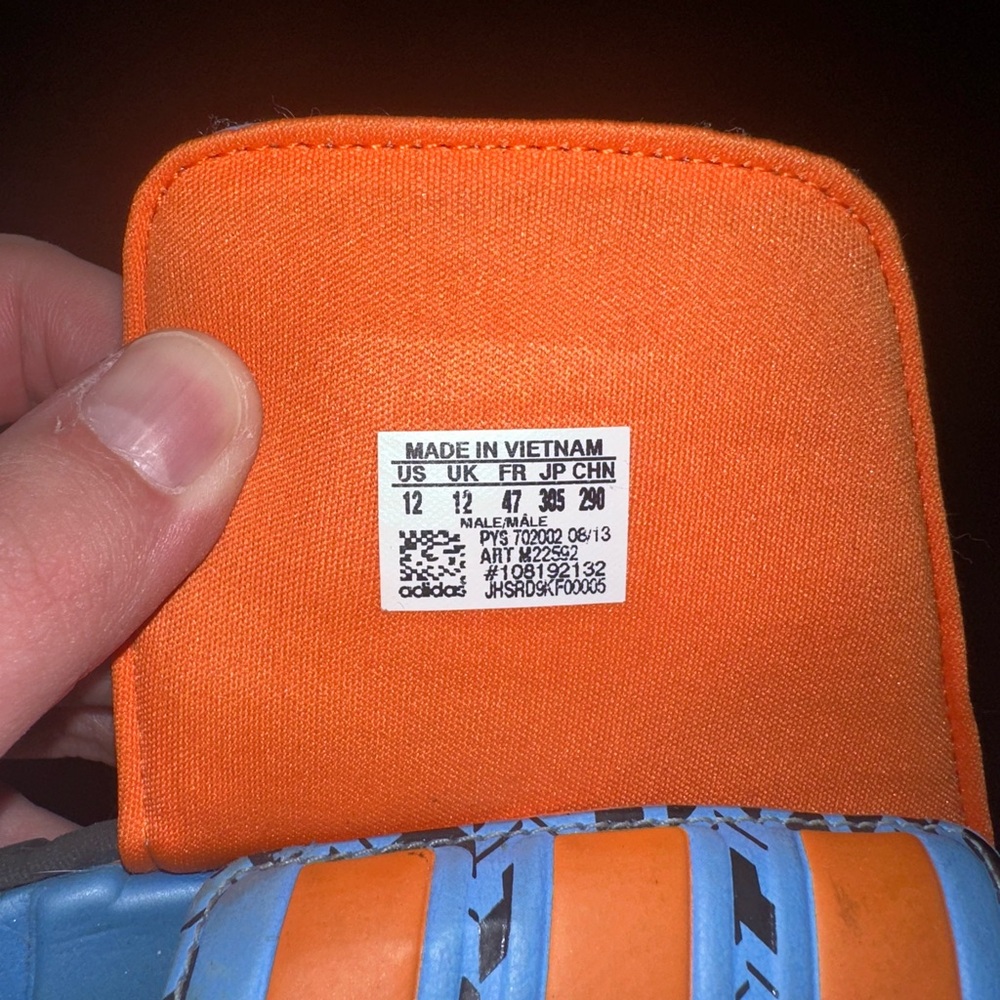 Adidas Blue and Orange Slide Sandals - Picture 2 of 2